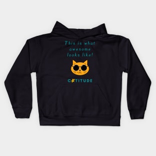 Catitude - This is what awesome looks like - Cool Cat Kids Hoodie